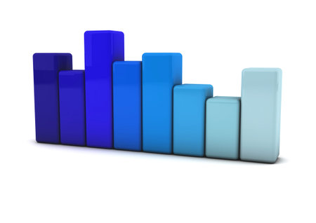 3d Bars Graph in blue