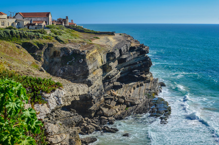 Cliffs in Portugal on a blue dayの写真素材