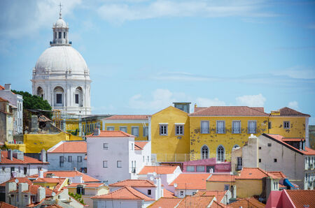 Panoramic view of the Alfama district in Lisbon, Portugalの写真素材