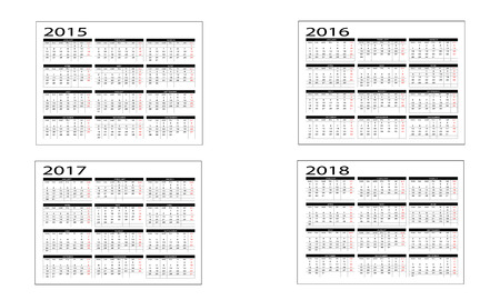 Calendar 2015 to 2018のイラスト素材