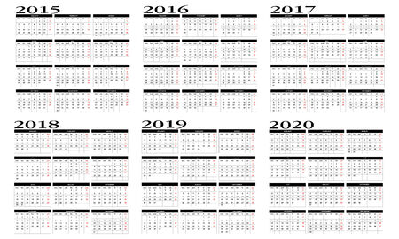 Calendar 2015 to 2020のイラスト素材
