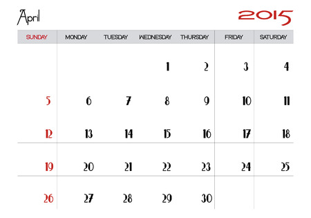 April 2015 calendarのイラスト素材