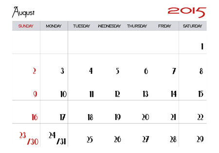 August 2015 calendarのイラスト素材