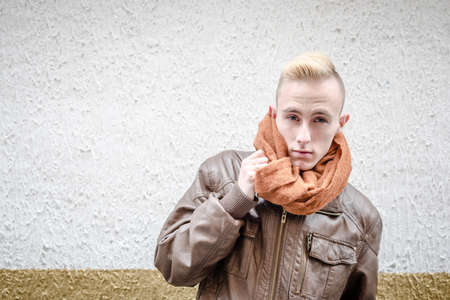 Portrait of young beautiful fashionable manの写真素材