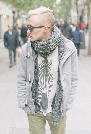 Portrait of young beautiful fashionable man.の写真素材