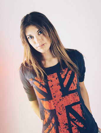 Beautiful young woman on a white backgroundの写真素材