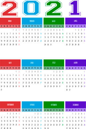 Calendar year 2021のイラスト素材