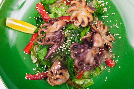 octopus and chuka salad isolated on white backgroundの写真素材