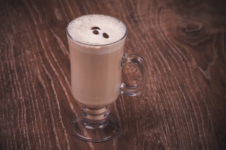coffee latte with milk served in high glassの写真素材