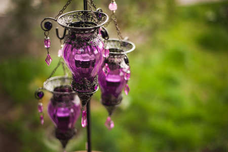 Wedding or other event decorations in purple colourの写真素材