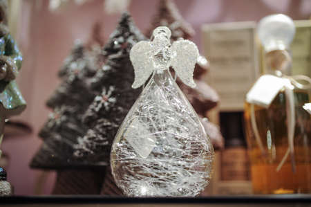 decorative Glass angel Christmas decoration close upの写真素材