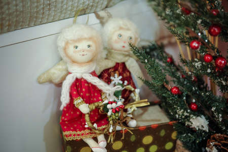 Two Christmas angel dools new year decorの写真素材