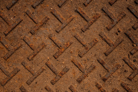 Rusted metal floor texture background horizontal close up