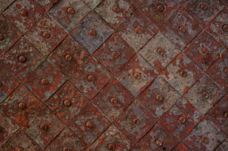 old rusty metal tile diagonal background horizontal background の写真素材