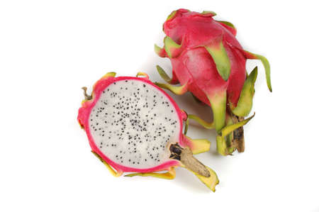 Pitaya or Dragon Fruit isolated on white backgroundの写真素材