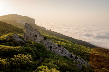 Summer mountain landscape: Ilyas-Kaya and Sun Temple.Crimeaの写真素材