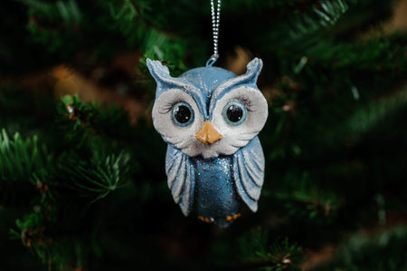 Christmas tree decoration toy in the form of blue owl