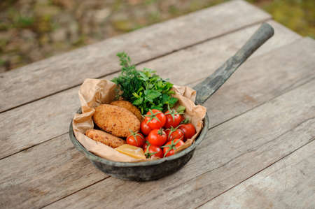 Traditional georgian dish Mchadi in the potの写真素材