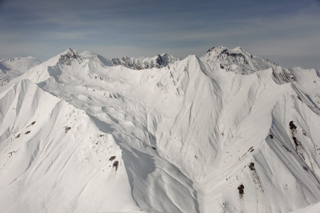 View at the snowy high mountain top