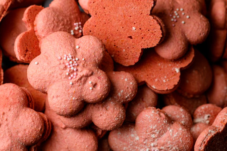 Star shaped macarons for a sweet treatの写真素材
