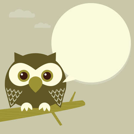 Owl on a tree brunch のイラスト素材