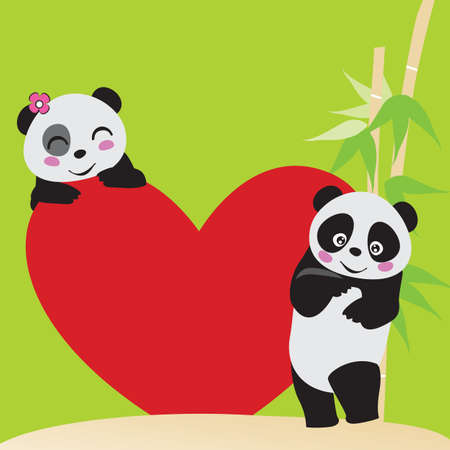 Panda Loveのイラスト素材