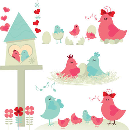 Bird Familyのイラスト素材