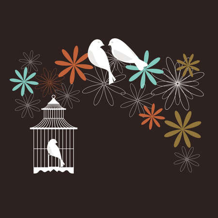 Sakura and Birds (Cherry Blossom)のイラスト素材