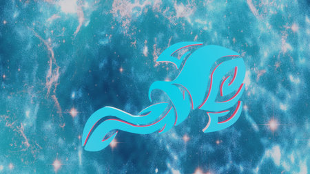 Aquarius. Zodiac sign. Horoscope. Space flight through the constellation. High quality 3d illustrationの写真素材