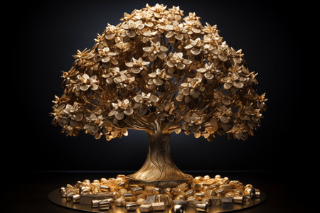 Money Tree.Money tree made from gold coins. High quality photoの素材