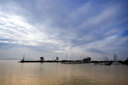 Sunrise lake. This phote make in Hungary. Sunrise whit Balatonの写真素材