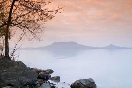 Sunset lake. This phote make in Hungary. Sunset whit Balatonの写真素材
