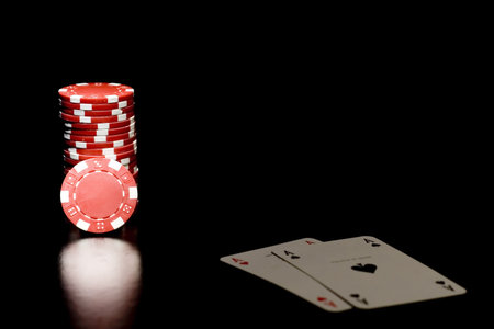 Casino chips and card