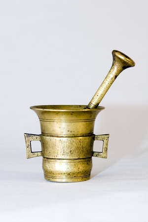 Brass mortar and pestleの写真素材