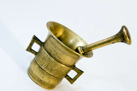 Brass mortar and pestleの写真素材