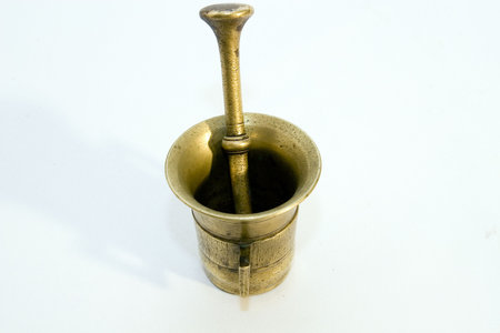 Brass mortar and pestleの写真素材