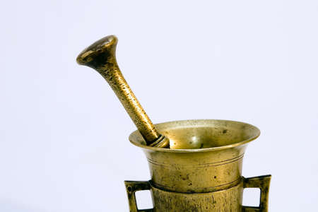 Brass mortar and pestleの写真素材