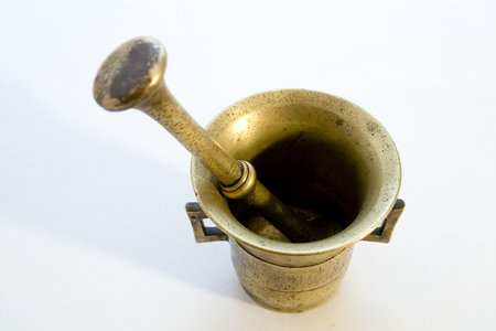 Brass mortar and pestleの写真素材