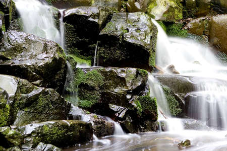 Waterfall and rocksの写真素材