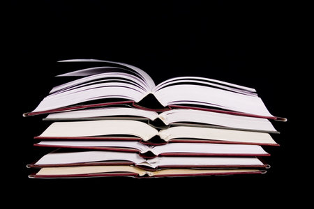 books on black background