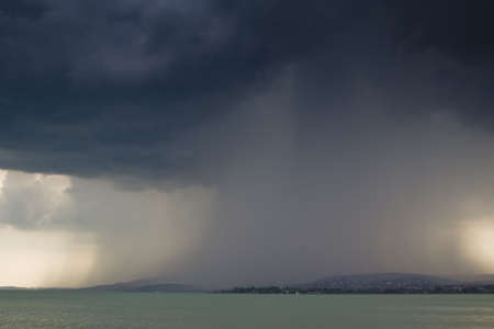 storm over the lake Balatonの写真素材