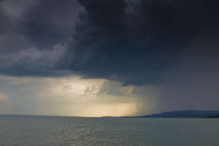 storm over the lake Balatonの写真素材