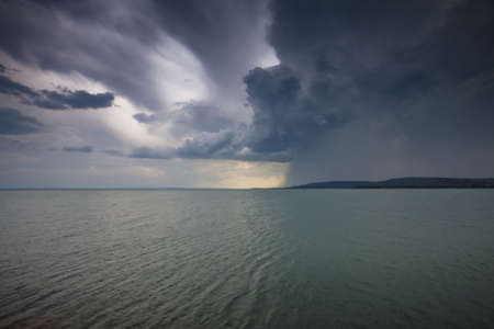 storm over the lake Balatonの写真素材