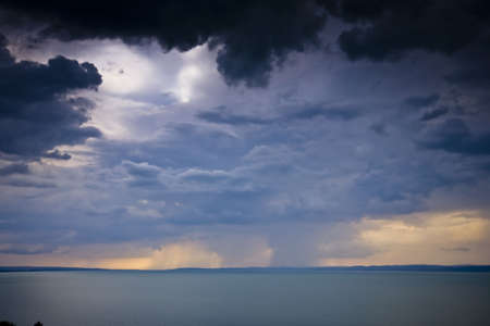 storm over the lake Balatonの写真素材