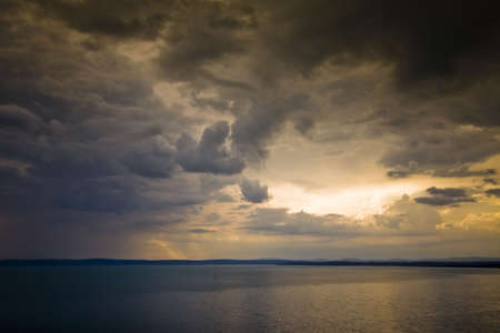 storm over the lake Balatonの写真素材