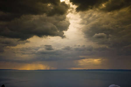 storm over the lake Balatonの写真素材