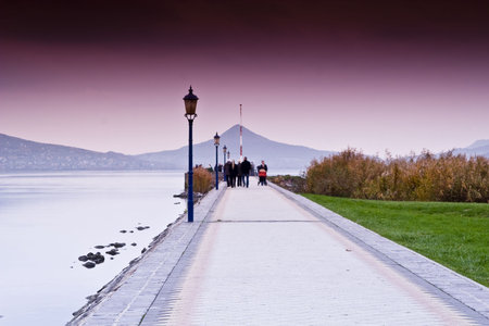 Sunset scene- lake Balaton-Hungary