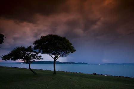 storm over the lake Balatonの写真素材