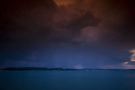 storm over the lake Balatonの写真素材
