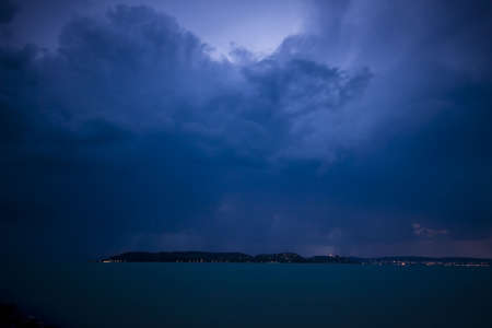 storm over the lake Balatonの写真素材